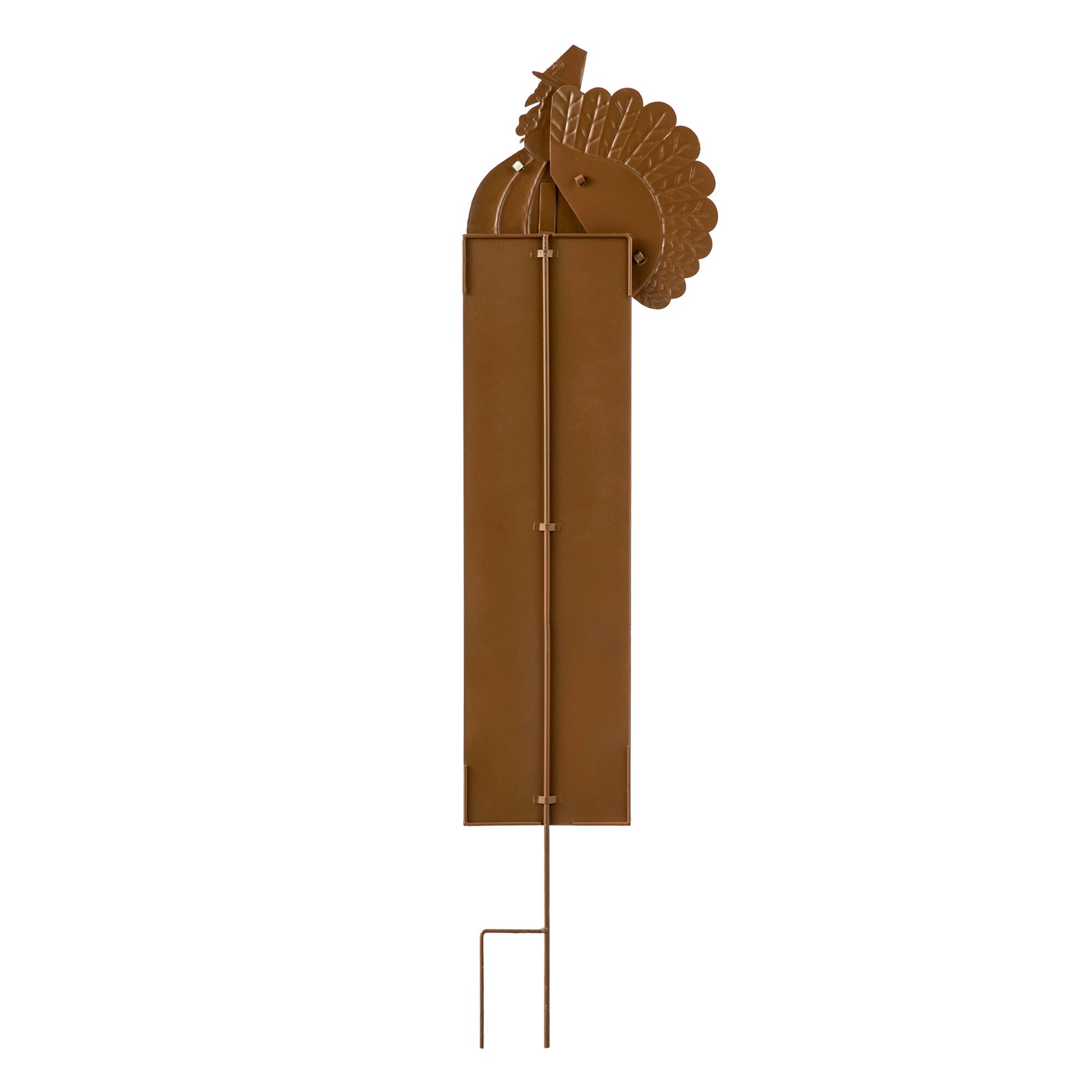 Glitzhome® 36" Thanksgiving Metal Turkey "Give Thanks" Yard Stake